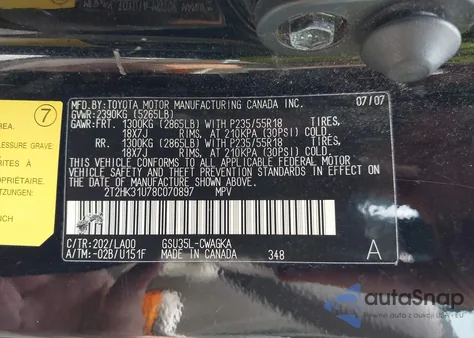 2008 Lexus Rx 350 из США, поврежденный, VIN 2T2HK31U78C070897